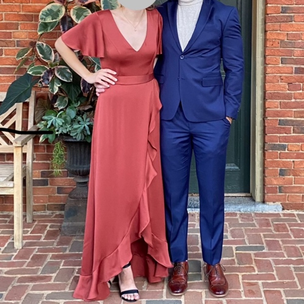 Cinnamon Flutter Sleeve/Ruffled Formal Gown